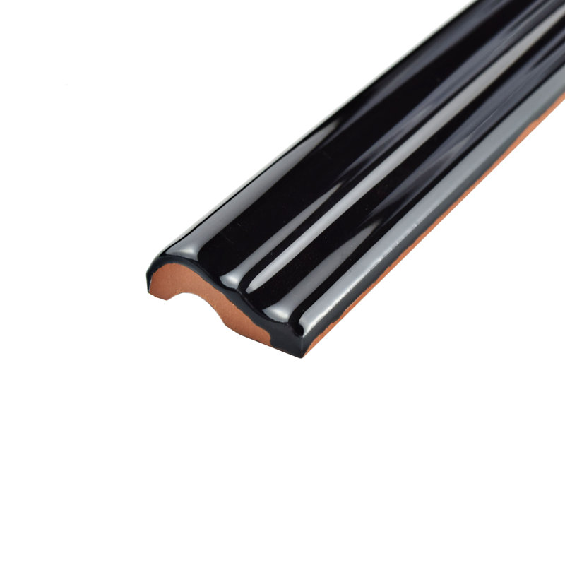 Neros 7.9" x 1.3" Glossy Ceramic Mudcap Tile Trim in Nero