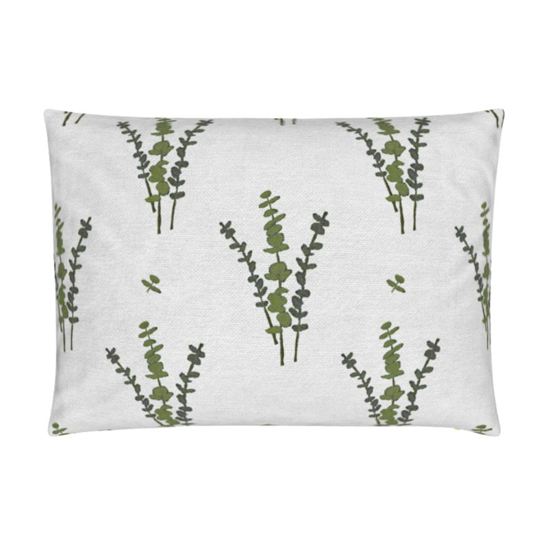 Eucalyptus Lumbar Pillow Cover & Insert, White/Olive Greens Floral Small