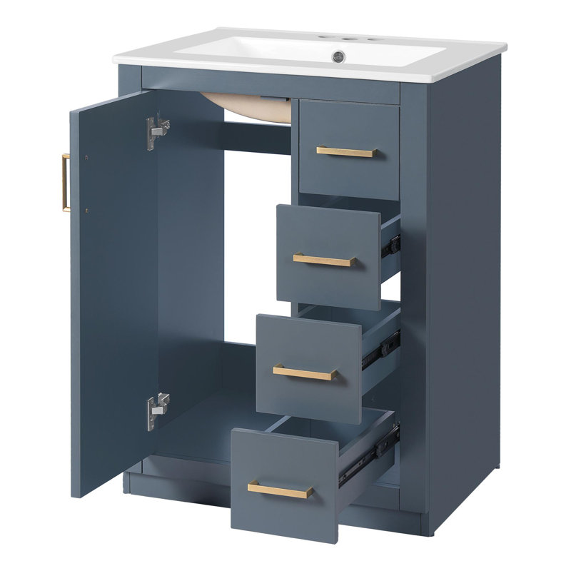 Le meuble-lavabo de 24 pouces Signature: le style rencontre le rangement intelligent, Bleu