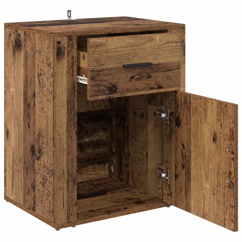 35cm W Manufactured Wood Bedside Table, Old Wood