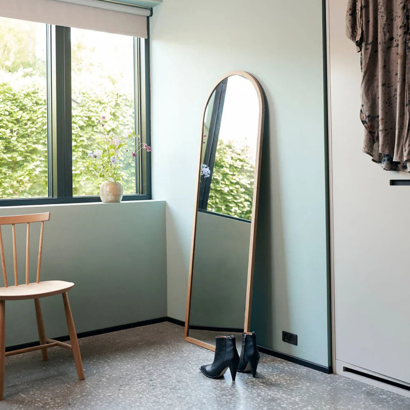 Mosso Arch Solid Wood Mirror, 35.43" x 15.75", Black