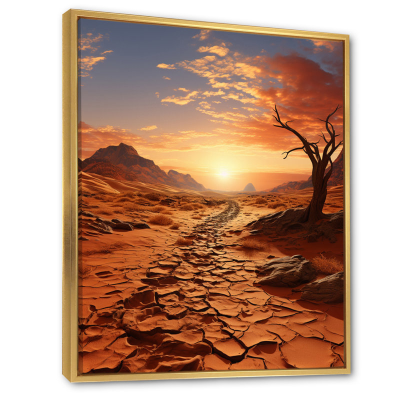«Avalea African Desert Wanderlust», reproduction sur toile, H 44 po x l 34 po x P 1,5 po, Cadre flottant doré