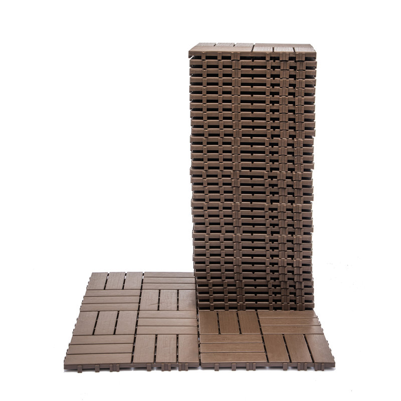 Paquet de 68 tuiles de terrasse emboîtables en plastique de 11,42 po x 11,42 po, revêtement de sol extérieur imperméable et durable, parfait pour la terrasse intérieure / extérieure du balcon Balcon, tuiles de terrasse les mieux cotées