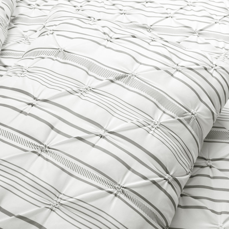 Ravello Pintuck 5 Piece Comforter Set, Gray, King