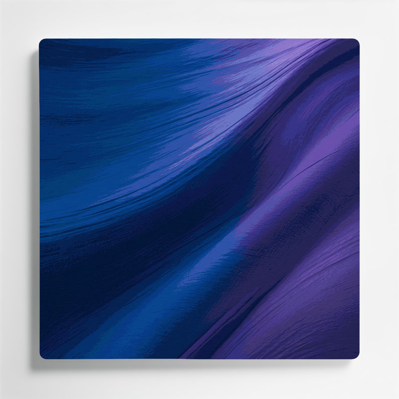 Abstrait couleur champ 10 bleu art mural en métal, H 8 po x l 8 po