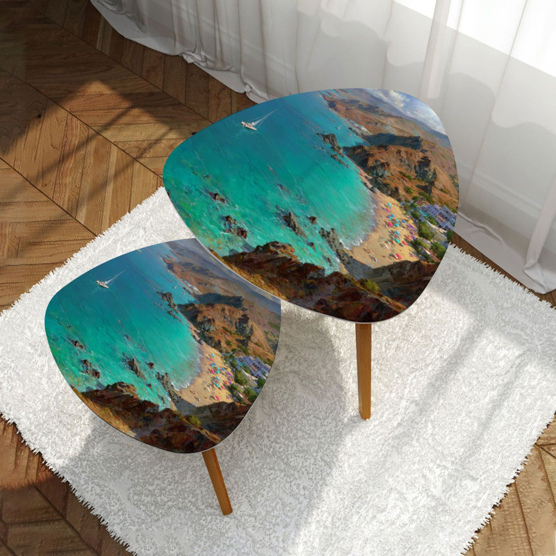 Ensemble de 2 tables basses gigognes triangulaires pour table de bout Positano Coast