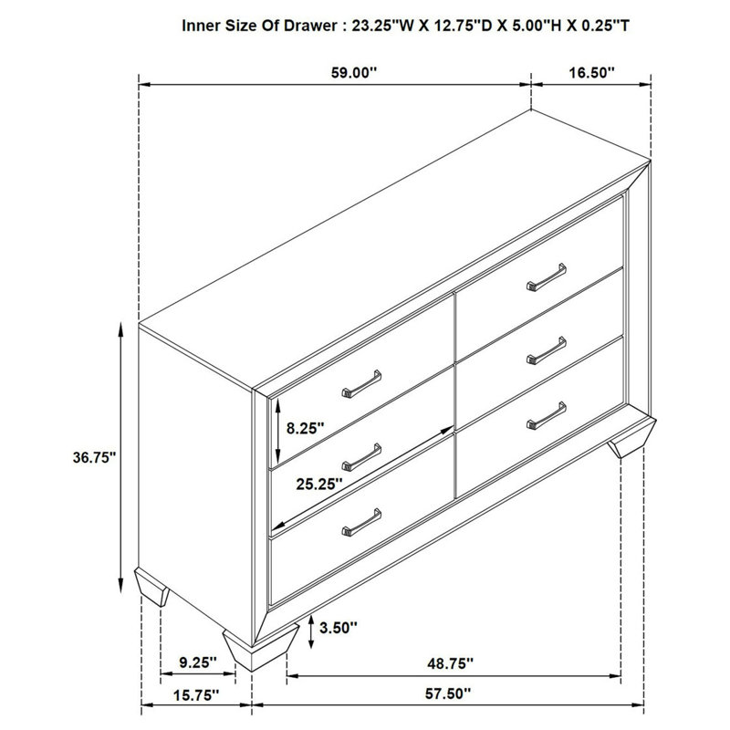 Commode 6 tiroirs Harrison, Taupe
