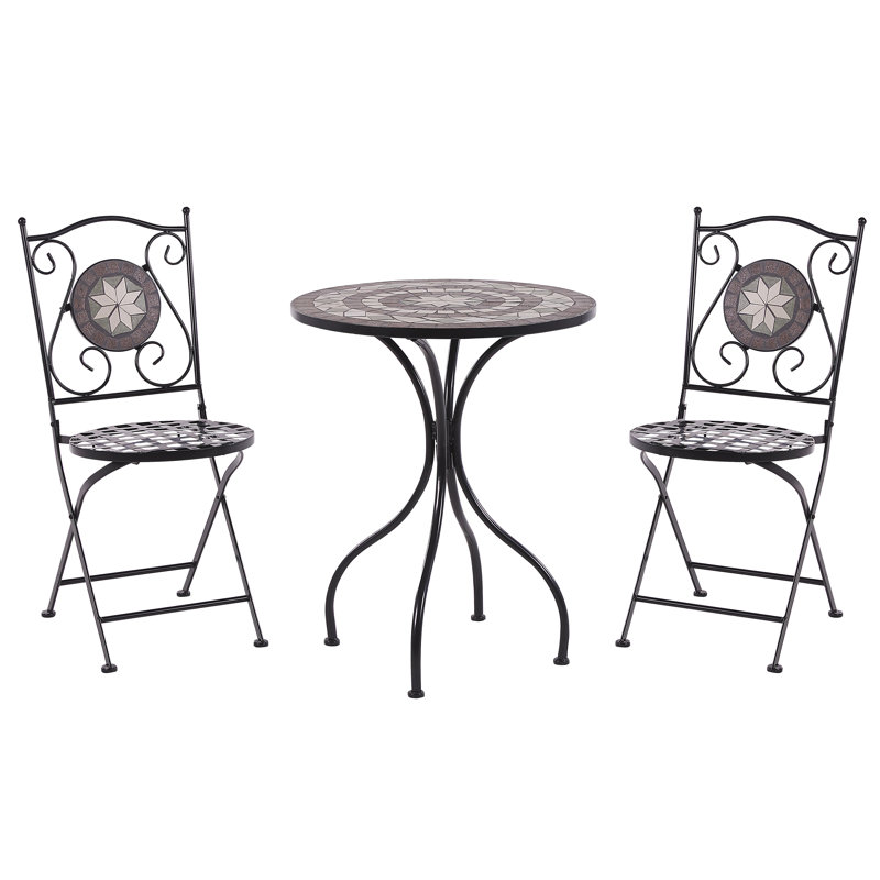 Ousley 2 - Person Metal Patio Dining Set with Round Table