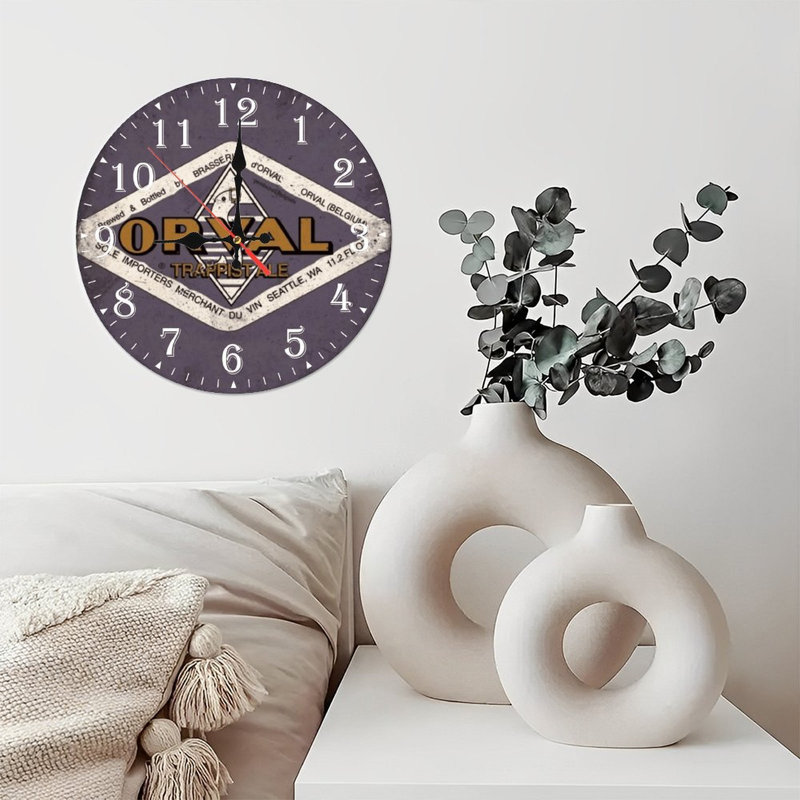 Horloge murale en bois 10 po, mouvement silencieux, à piles (piles AA non incluses), décor artistique, parfait pour les décorations
