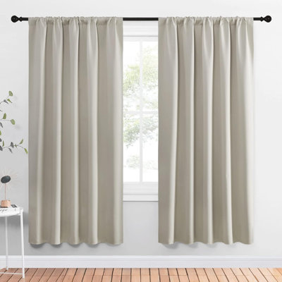 Blackout Curtains for Living Curtains, Room Darkening Window Curtain Panels, Easy Care Solid Thermal Insulated Drapes for Daughter Room (Natural, 52 by 72), 2 Panels