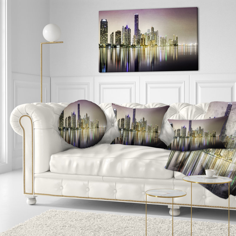 Downtown Night Panorama Rectangular Pillow Cover & Insert