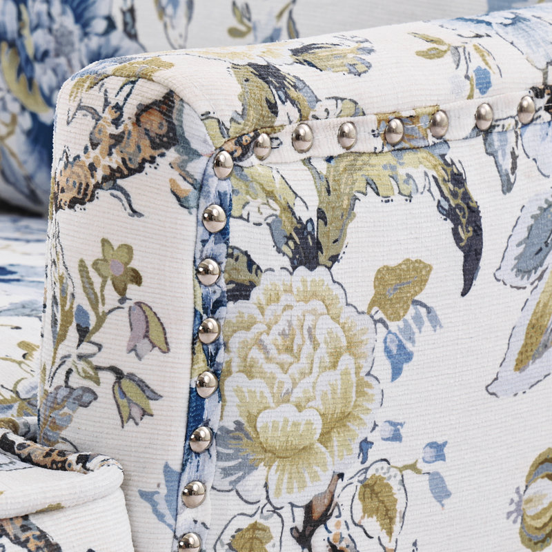 Fauteuil Arene, Imprimé floral bleu