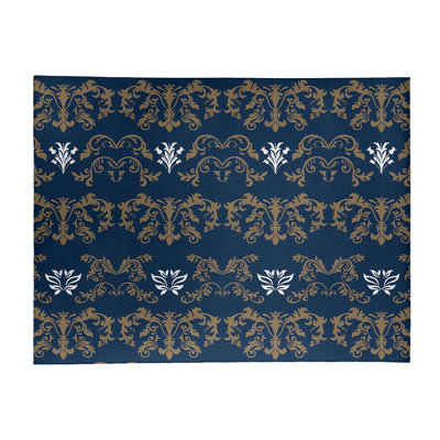 Tapis damassé bleu / brun