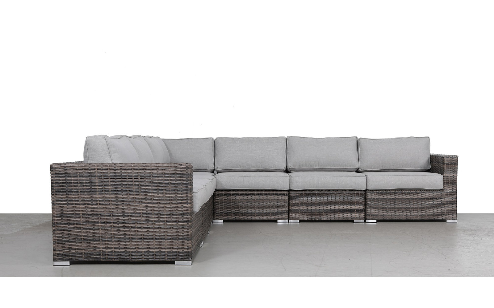 Foxtrot 122" Sunbrella® Patio Sofa, Olefin Gray Cushion/Brown Frame