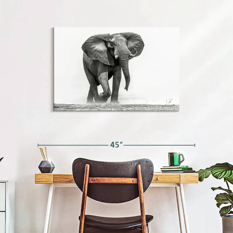 African Elephant Walking, 24" H x 36" W
