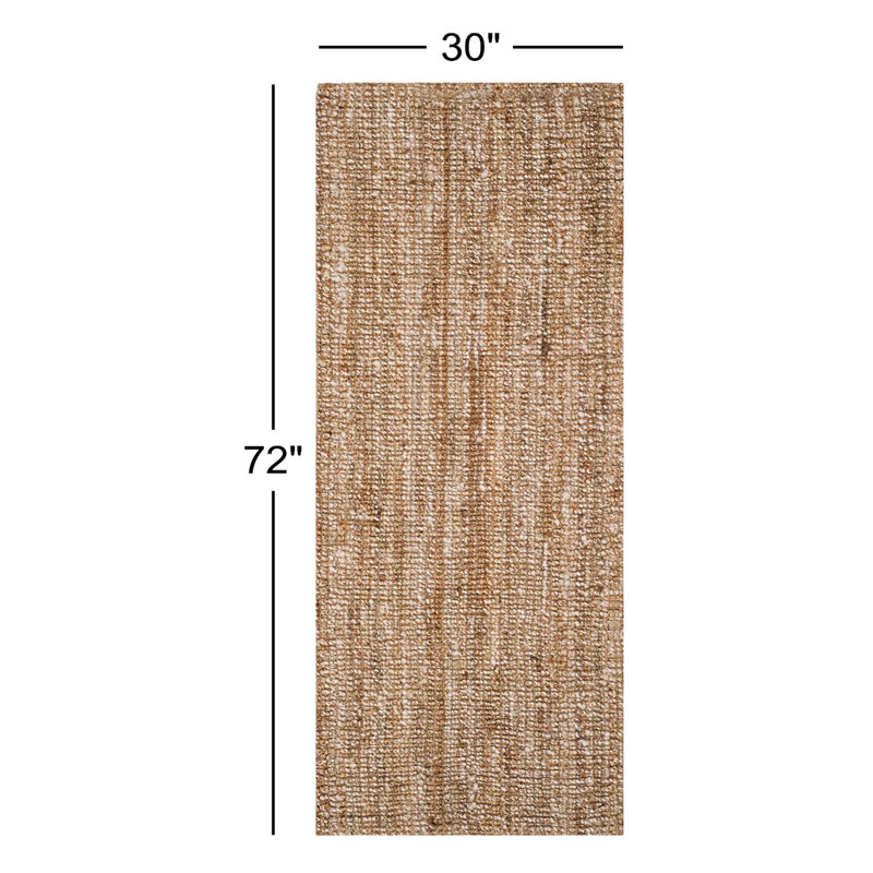 Alda Handmade Handwoven Jute/Sisal Natural/Ivory Rug, Runner 2'6" x 6'