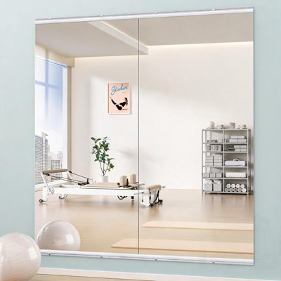 Grand grand miroir corporel pour la gymnastique à domicile et le yoga, miroir mural en verre trempé sans cadre, incassable et imagerie HD