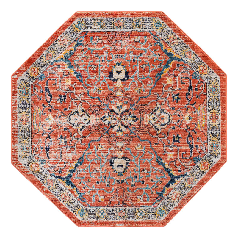 Alkire Floral Indoor Rug, Octagon 5' x 5'
