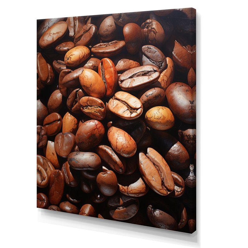 Nourriture, grains de café torréfiés III - reproduction sur toile, H 20 po x l 12 po x P 1 po, Toile tendue