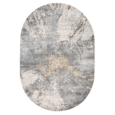 Ogrady Modern Abstract Power Loom Silver Rug