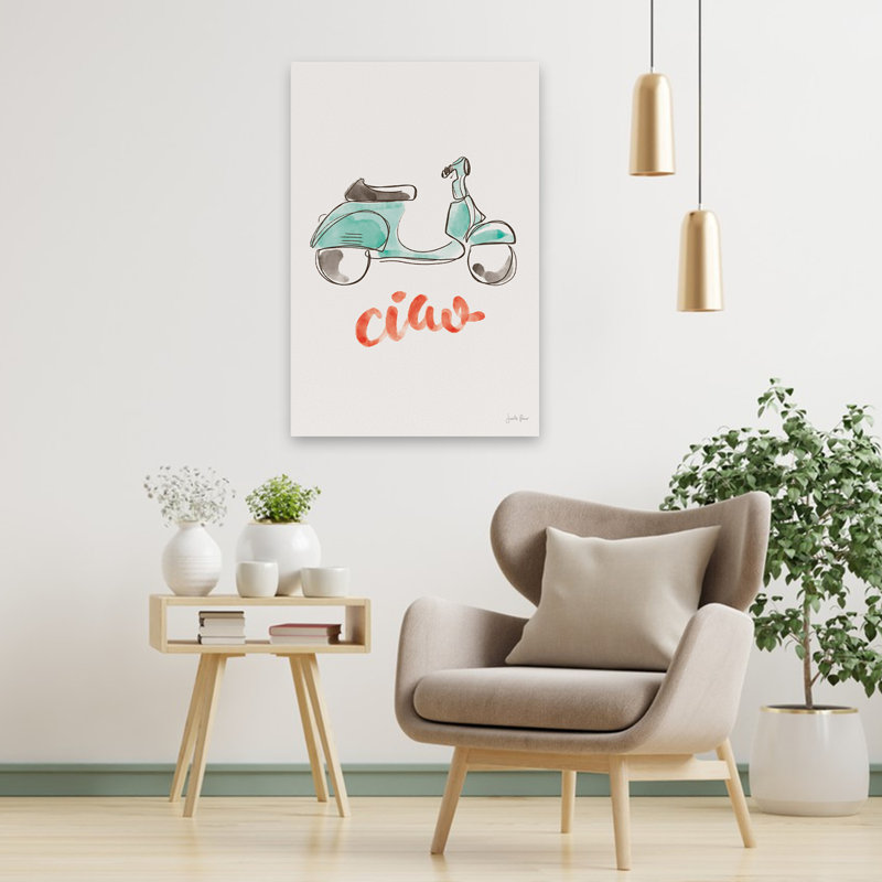 Dessin de cia Vespa I - bleu aqua, H 36 po x l 24 po