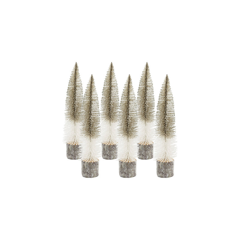 Faux pin - ensemble de 6 - H 18 po - platine / blanc