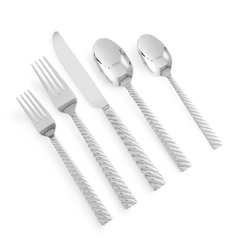 Twist 5 - Piece Stainless Steel Flatware Set - Service for 1, Silver