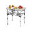 Small Folding Table, 3 Adjustable Height Foldable Table, Outdoor Folding Table with Net Mesh, White Metal Folding Table for Patio BBQ
