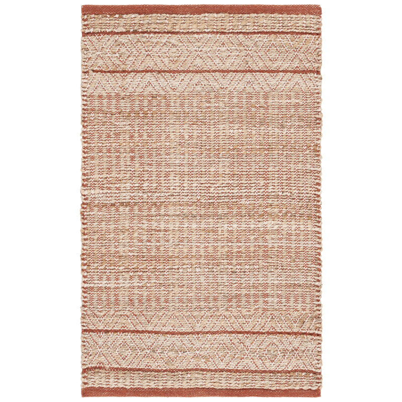 Natural Fiber 126 Hand Woven 70% Jute; 30% Cotton Geometric Shapes Rug, Runner 2' x 9'