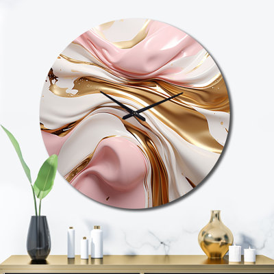 Horloge murale rose et or