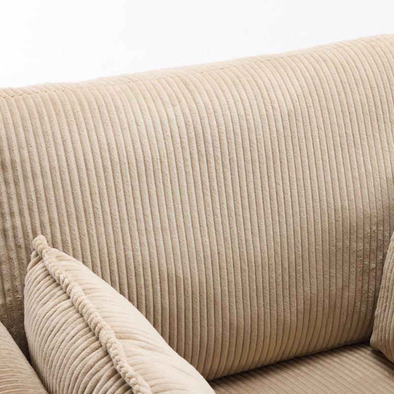 Mid-Century Modern Corduroy Barrel Accent Chair , Brown Corduroy
