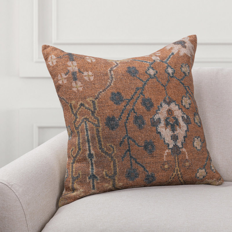 Coussin Bungalow, Brown Floral, Square 22"