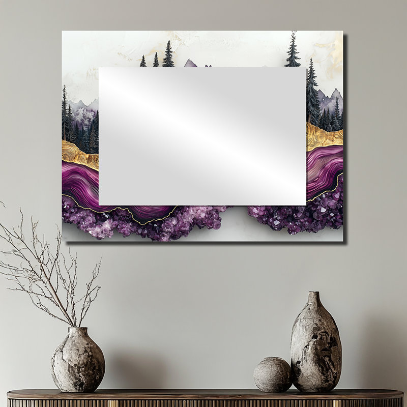 «Forest River of Amethyst Crystal I», art mural décoratif en forme de paysage, imprimé sur métal, 24 po x 32 po