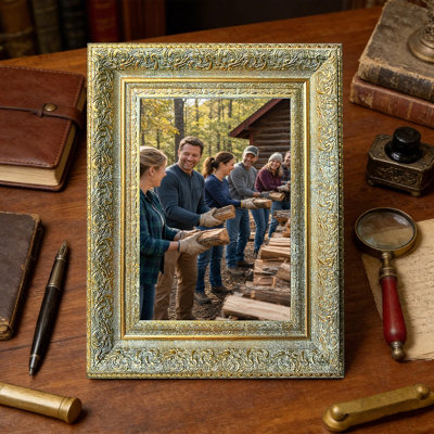 Cadre 8 po x 10 po à décor de paysage or antique 1pc pour bureau
