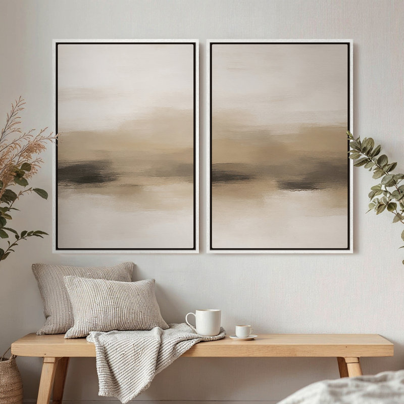 Framed Canvas Wall Art, Vintage Abstract Wall Canvas Prints 16"x24", 24" H x 16" W, White