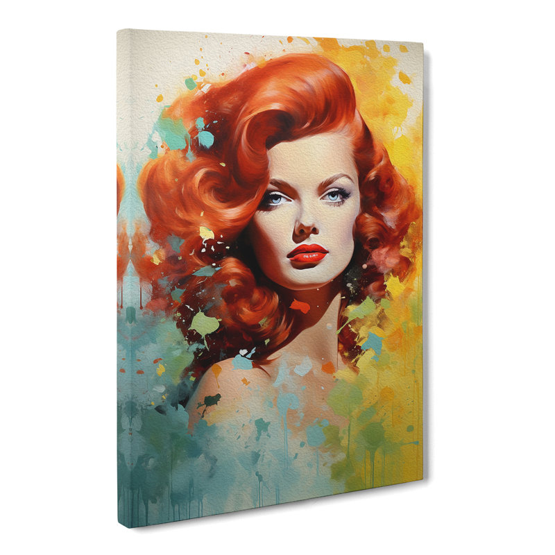 Red Headed Woman Colour Field No.2 - No Frame Print, 76cm H x 50cm W x 3cm D