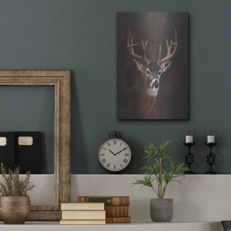  «White Tailed 12 Point Buck» par Jim Brune, art mural en métal, 12 po x 16 po, H 16 po x l 12 po