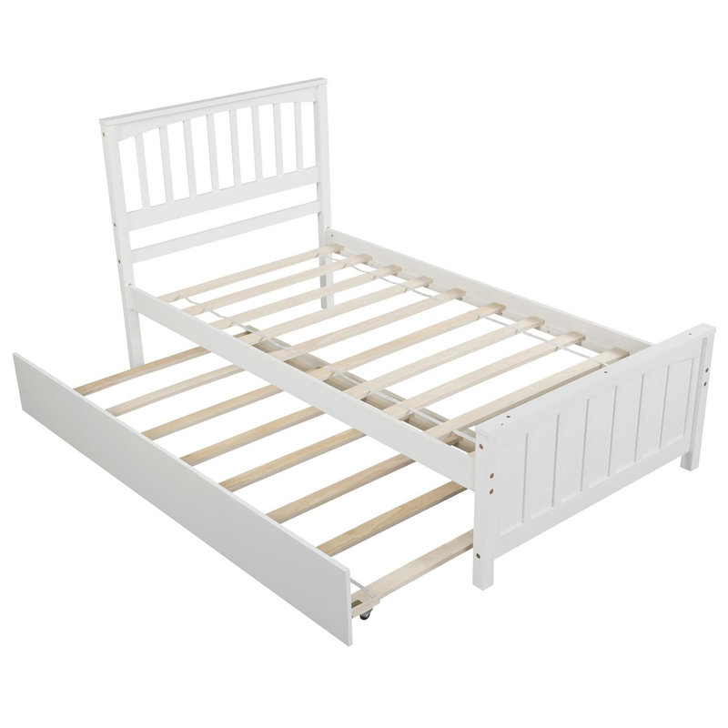 Canapé-lit convertible double 2-en-1, canapé-lit rabattable, Blanc, Bois massif