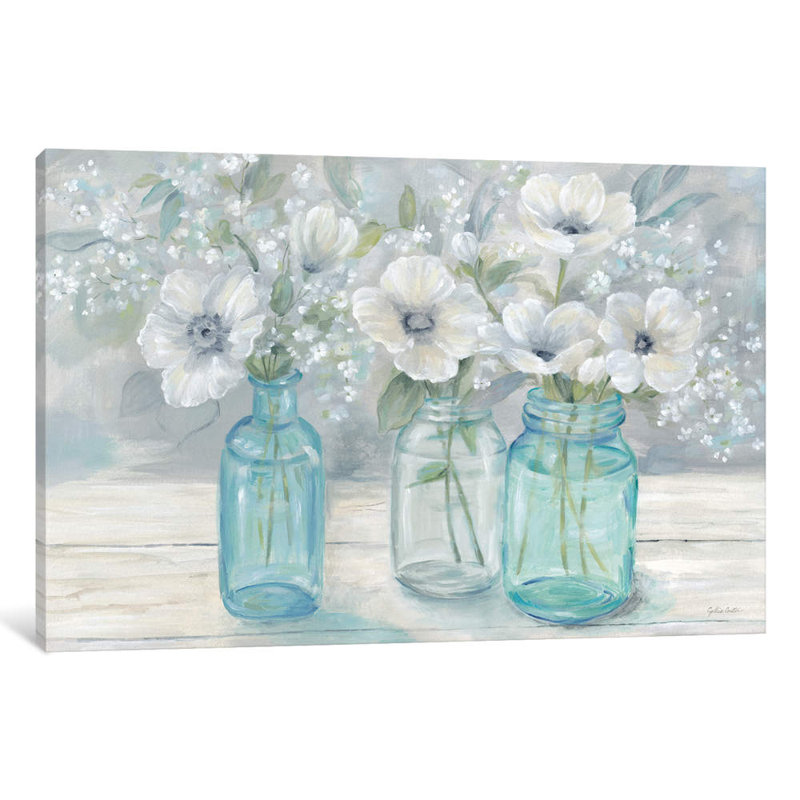 Vintage Jar Bouquet Landscape by Cynthia Coulter - Print on Canvas, 101.6 cm H x 66.04 cm W x 3.175 cm D, No Frame