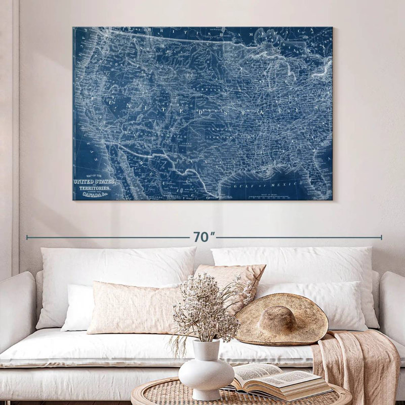 Aliaz US Map Blueprint, 34" H x 51" W