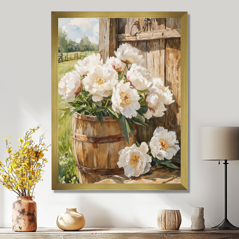 Bartlette - Floral Wall Art, H 20 po x l 12 po, Reproduction encadrée d'une seule photo, Doré