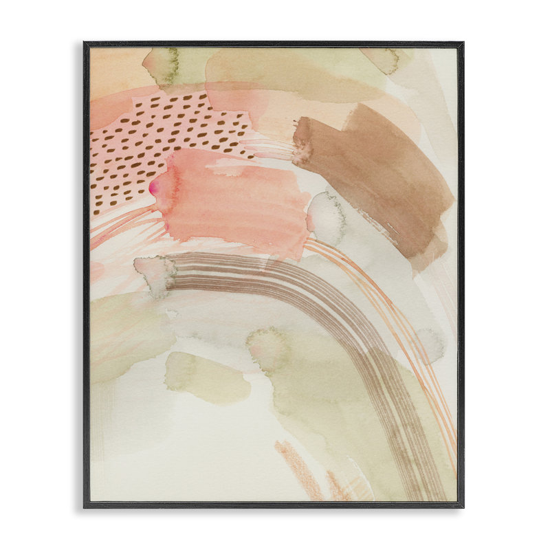 «Funky Blush & Beige», estampe numérique abstraite encadrée par Grace Popp, H 30 po x l 24 po, Giclée encadrée noir minuit
