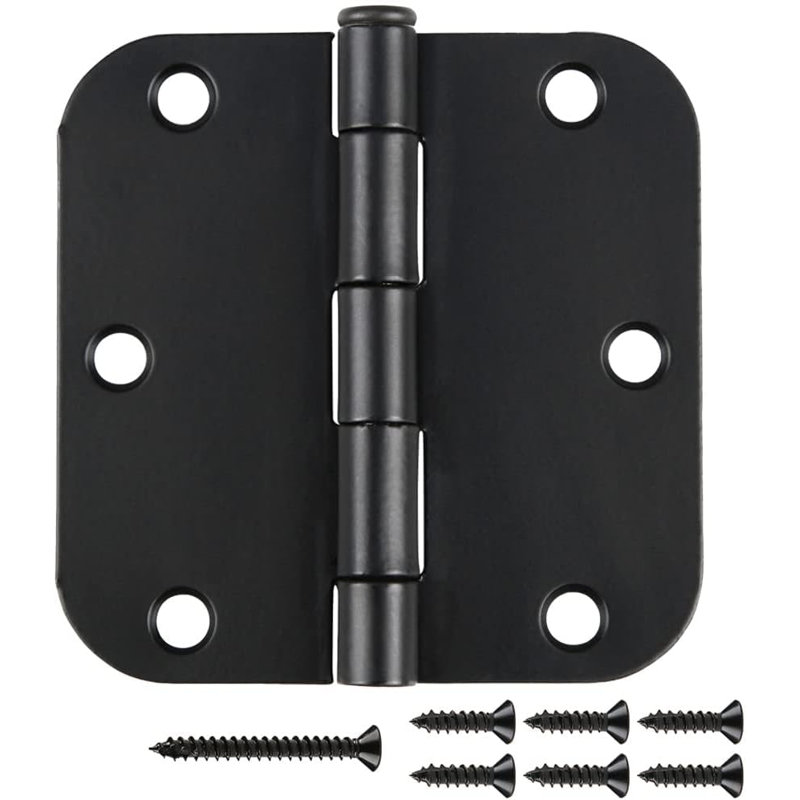 Paquet de 30 charnières de porte intérieures noires mates rondes de 3,5 po x 3,5 po de rayon 5/8 po