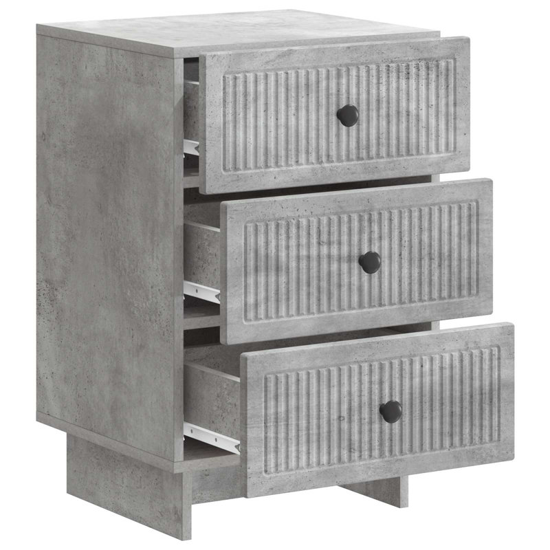 43cm W Manufactured Wood Bedside Table, Concrete Grey