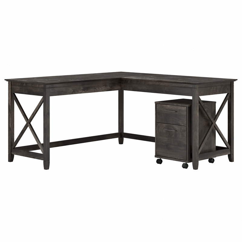 Bureau en L Kaionna, Hickory gris foncé