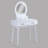3Pc Vanity Table And Stool Set Built-In Led-Lit Mirror Matching Cushioned Stool Gold-Accented Handles Wooden Home Furniture White-1108997116