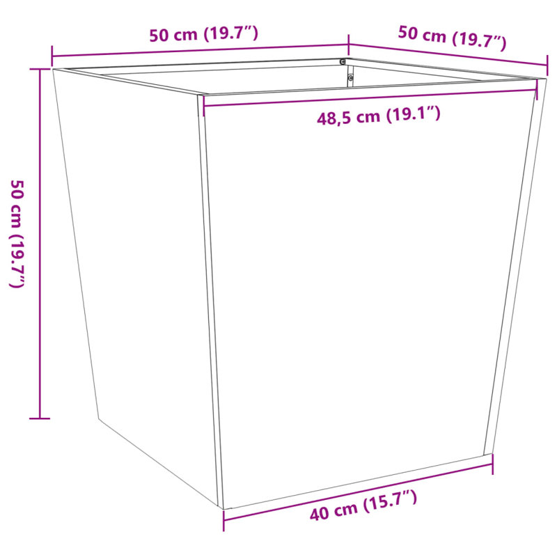 Raice Planter Box, 50cm H x 50cm W x 50cm D, Corten Steel