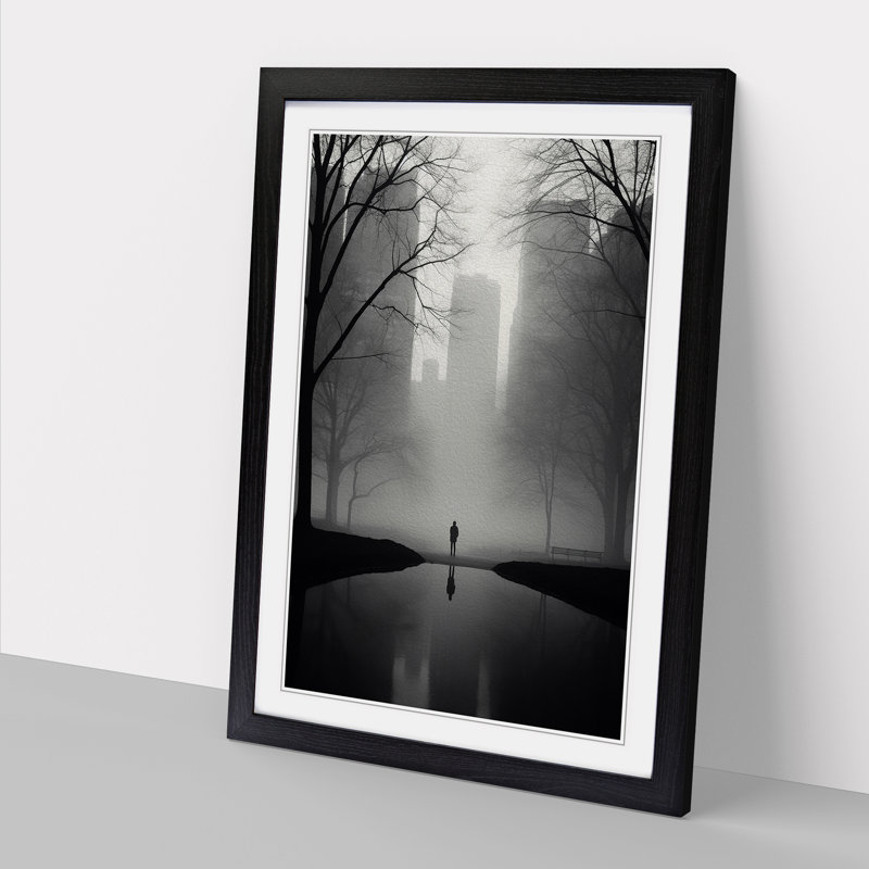 Central Park Minimalism No.2 - Single Picture Frame Print on Wood, Black Framed, 64cm H x 46cm W x 2cm D