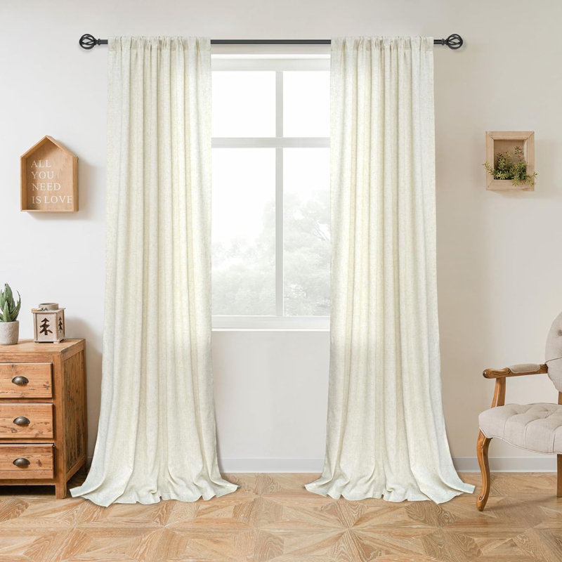 Rideau en lin Aarush, Beige, 52" W x 108" L