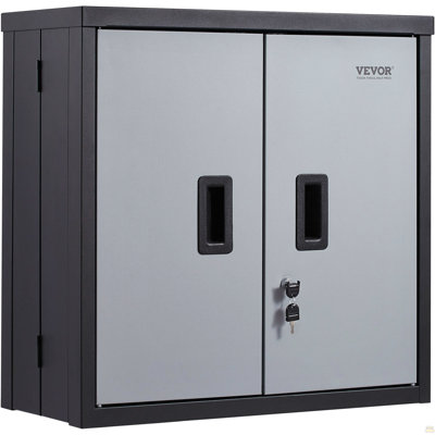 Foldable Wall Cabinet, Metal Garage Cabinet Wall Mounted 26" Small Cabinet 240 LBS Loading Capacity Adjustable Shelf Magnetic Door File Locker